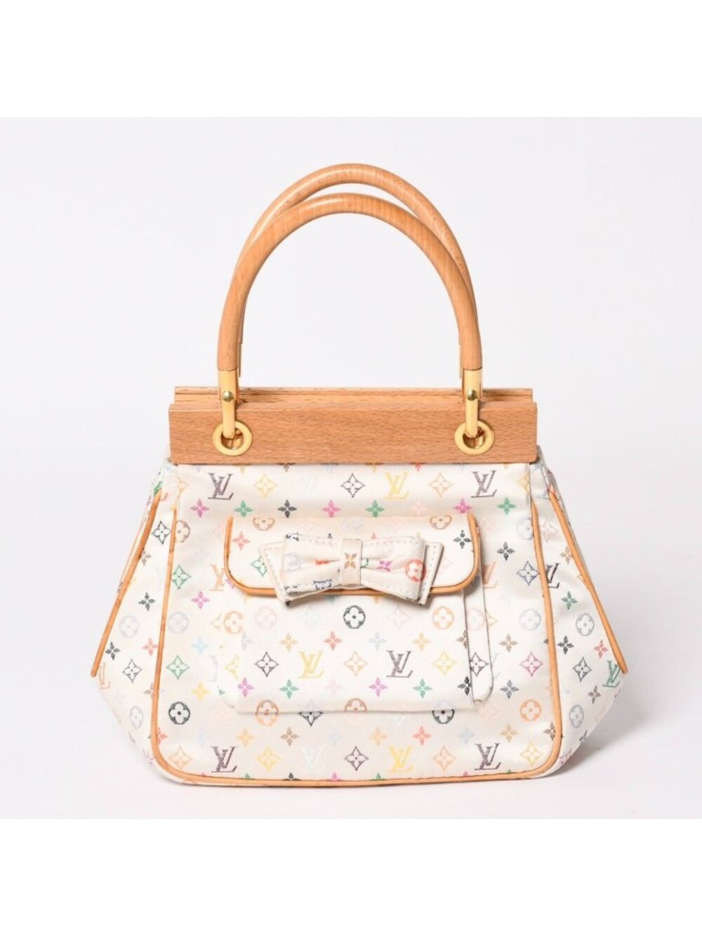 Louis Vuitton Satin Abelia Handbag Monogram Multicolor Wood